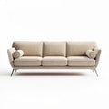 Modern fabric sofa with metal legs and removable cushions in beige 200 x 80 x 90cm