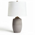 Ceramic table lamp with white fabric shade and ribbed design 30 x 30 x 60cm