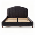 Fabric upholstered bed frame with wooden slats and curved headboard 200 x 160 x 100cm