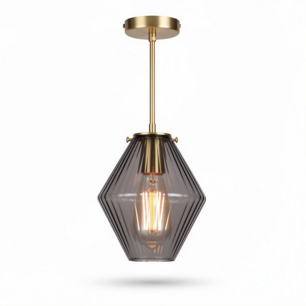 Glass pendant light with gold finish for dining room 25 x 25 x 40cm