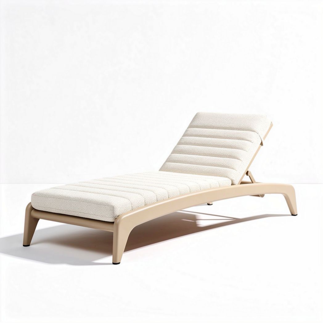 Outdoor adjustable lounge chair with beige fabric and aluminum frame 200 x 70 x 30cm
