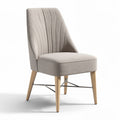 Upholstered dining chair with wooden legs in light beige fabric 45 x 50 x 85cm